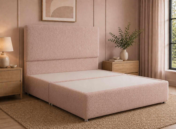 Heather Chantilly Pink Bouclé Divan Bed