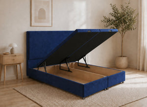 Heather Royal Blue Velvet Ottoman Bed