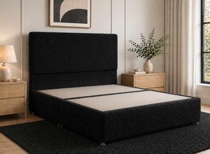Heather Cosmos Black Bouclé Divan Bed