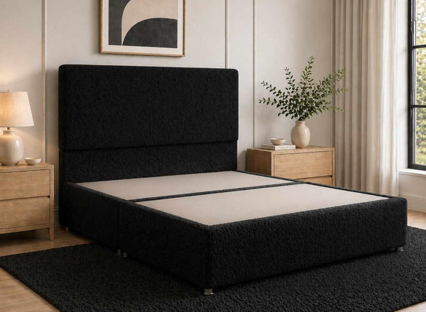 Heather Cosmos Black Bouclé Divan Bed