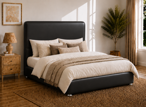 Heather Ottoman in Black Leather