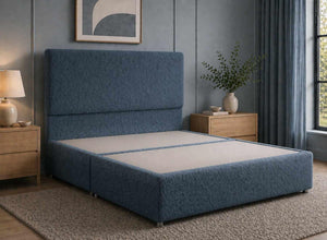 Heather Spindle Blue Bouclé Divan Bed