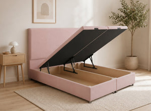 Heather Blush Pink Velvet Ottoman Bed