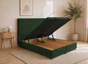 Heather Bottle Green Velvet Ottoman Bed