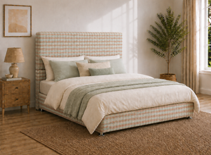 Heather Ottoman Bed in Chequered Rose Pink Fabric