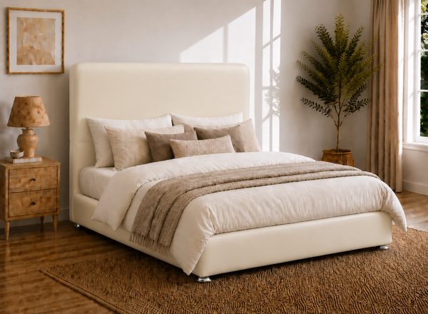 Heather Ottoman in Chalk Cream Leather