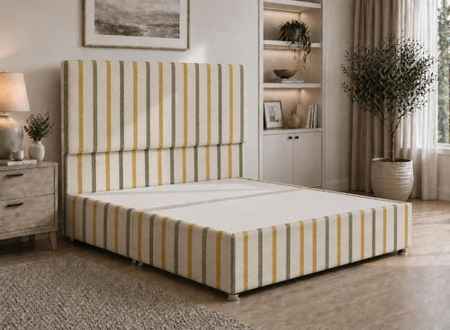 Heather Divan Bed in Fern Yellow Striped Fabric