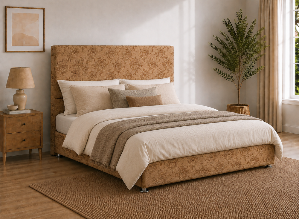 Heather Ottoman Bed in Floral Yellow Fabric
