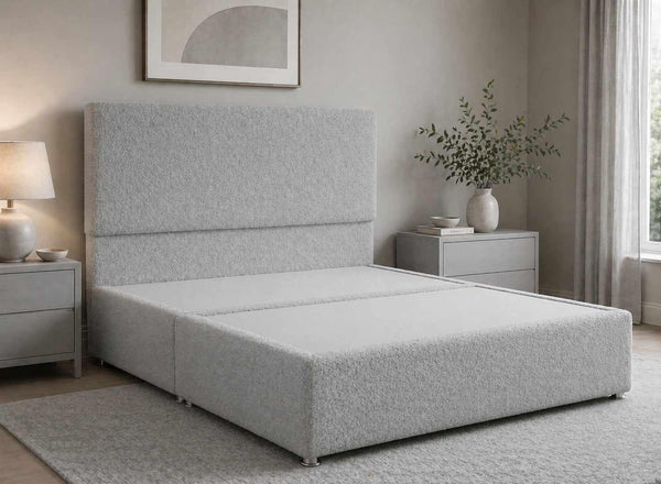 Heather Mistral Grey Bouclé Divan Bed