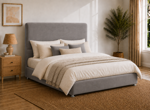 Heather Ottoman in Granite Grey Velvet 
