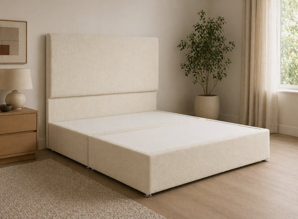 Heather Linen Cream Wool-Blend Divan Bed