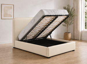 Heather Ottoman - Cream Leather