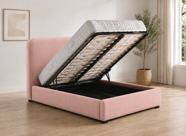 Heather Ottoman - Blush Pink Velvet