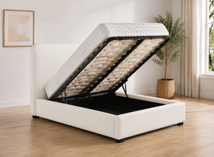Heather Ottoman Bed in White Bianco Leather