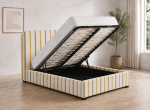 Heather Ottoman Bed in Fern Yellow Striped Fabric