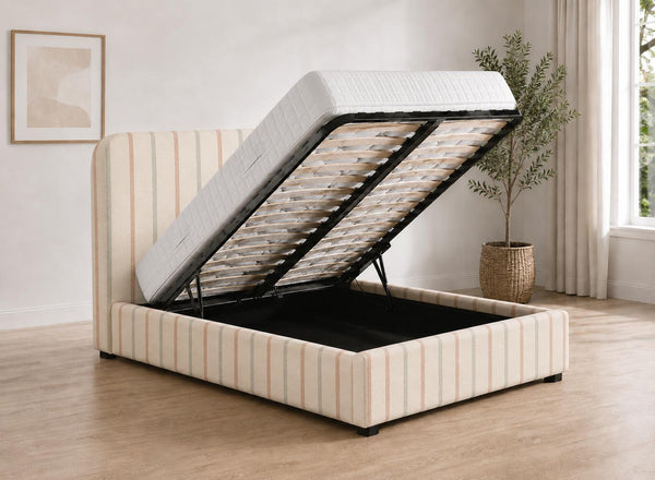 Heather Ottoman Bed in Rose Pink Striped Fabric