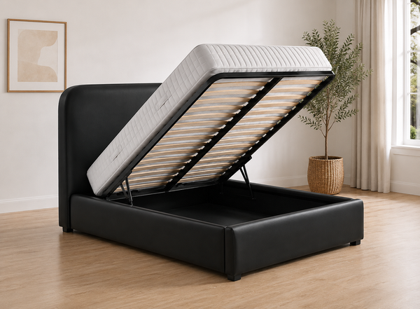 Heather Ottoman in Black Leather