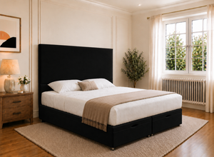 Heather Black Velvet Oversized Ottoman Bed