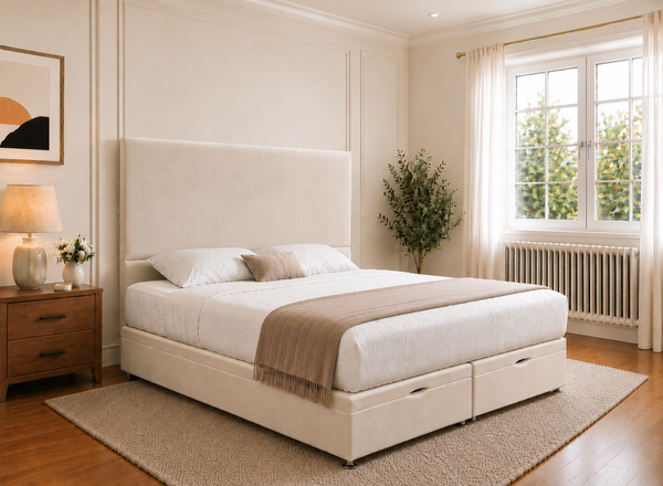 Heather Oyster Velvet Oversized Ottoman Bed