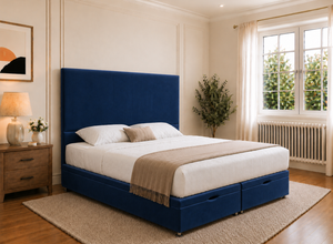 Heather Royal Blue Velvet Oversized Ottoman Bed