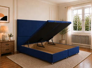 Heather Royal Blue Velvet Oversized Ottoman Bed, Storage Open