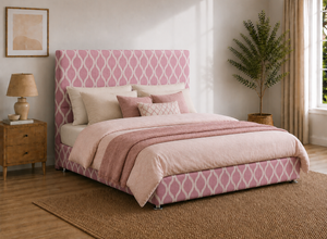 Heather Ottoman Bed in Patterned Pink Fabric