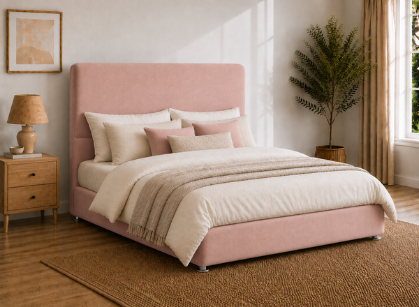 Heather Ottoman in Blush Pink Velvet 
