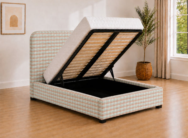 Heather Rose Pink Chequered Ottoman Bed