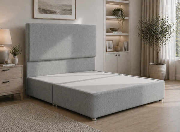 Heather Steel Grey Herringbone Divan Bed