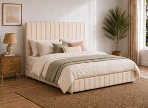 Heather Ottoman Bed in Rose Pink Striped Fabric