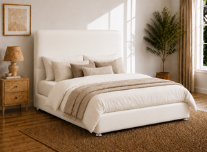 Heather Ottoman in White Leather
