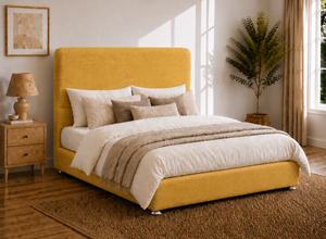 Heather Ottoman in Ochre Yellow Flat Weave