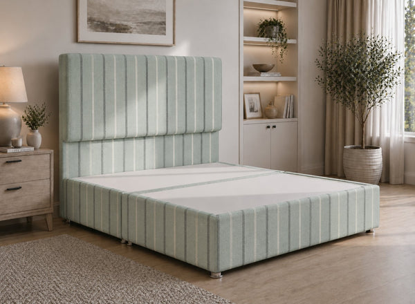 Heather Divan in Dove Blue Striped Fabric