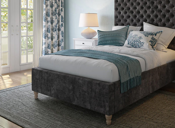 Holkham High Headboard Bed in Natural Charcoal