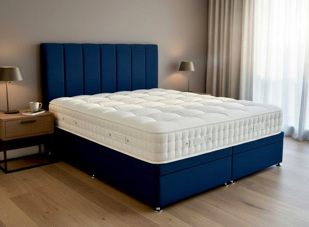 Iberis Ottoman Bed with The Premium One Mattress, in Navy Velvet