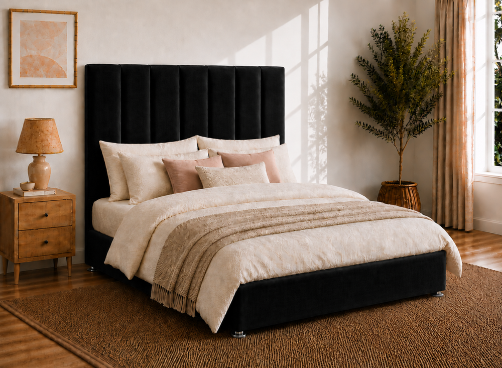 Iberis Ottoman in Blush Pink Velvet