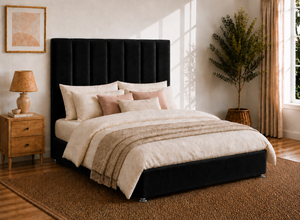 Iberis Ottoman in Jet Black Velvet