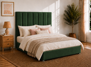 Iberis Ottoman in Bottle Green Velvet