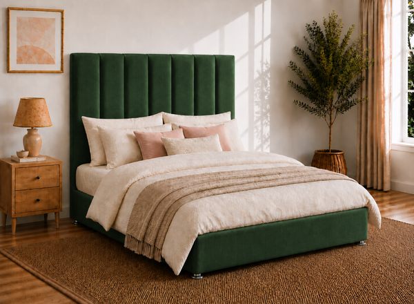Iberis Ottoman in Bottle Green Velvet