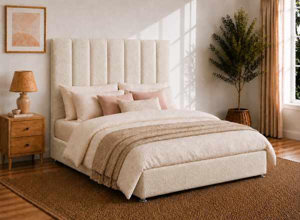 Iberis Ottoman in Vanilla Cream Boucle