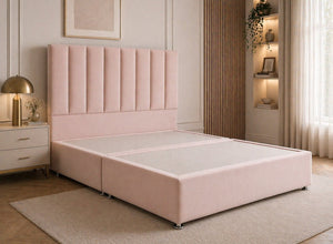 Iberis Divan Bed in Blush Velvet Finish