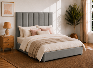 Iberis Ottoman in Granite Grey Velvet