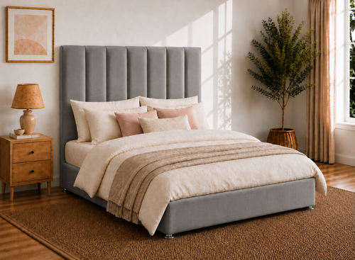 Iberis Ottoman in Granite Grey Velvet
