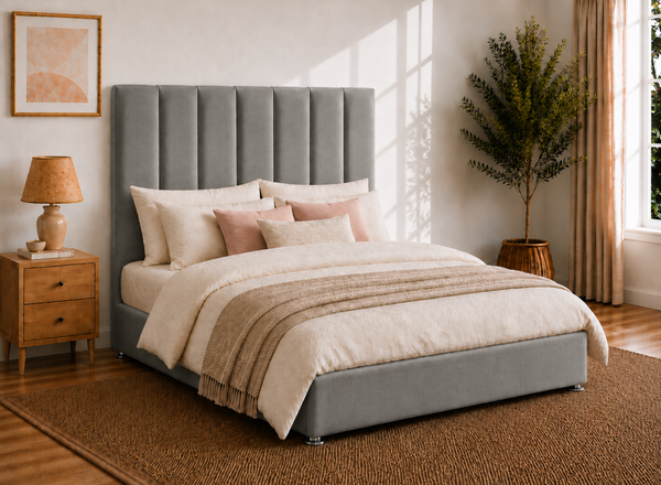 Iberis Ottoman in Granite Grey Velvet