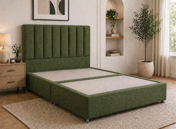Iberis Basil Green Bouclé Divan Bed