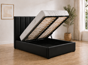 Iberis Ottoman - Black Leather