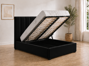 Iberis Ottoman - Jet Black Velvet