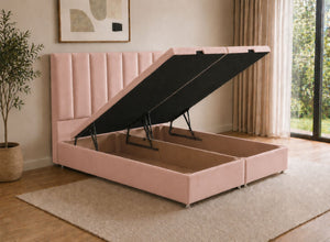 Iberis Oversized Ottoman Bed in Blush Pink Velvet