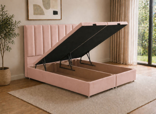 Iberis Oversized Ottoman Bed in Blush Pink Velvet