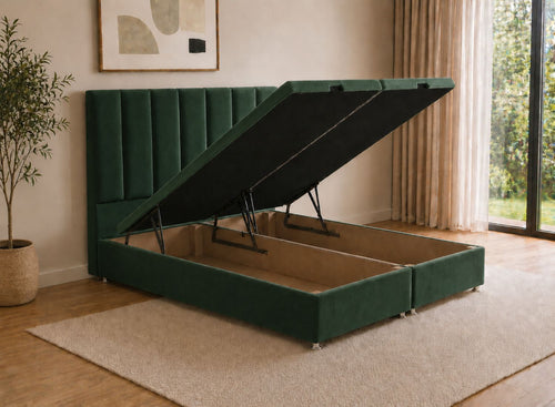 Iberis Oversized Ottoman Bed in Bottle Green Velvet